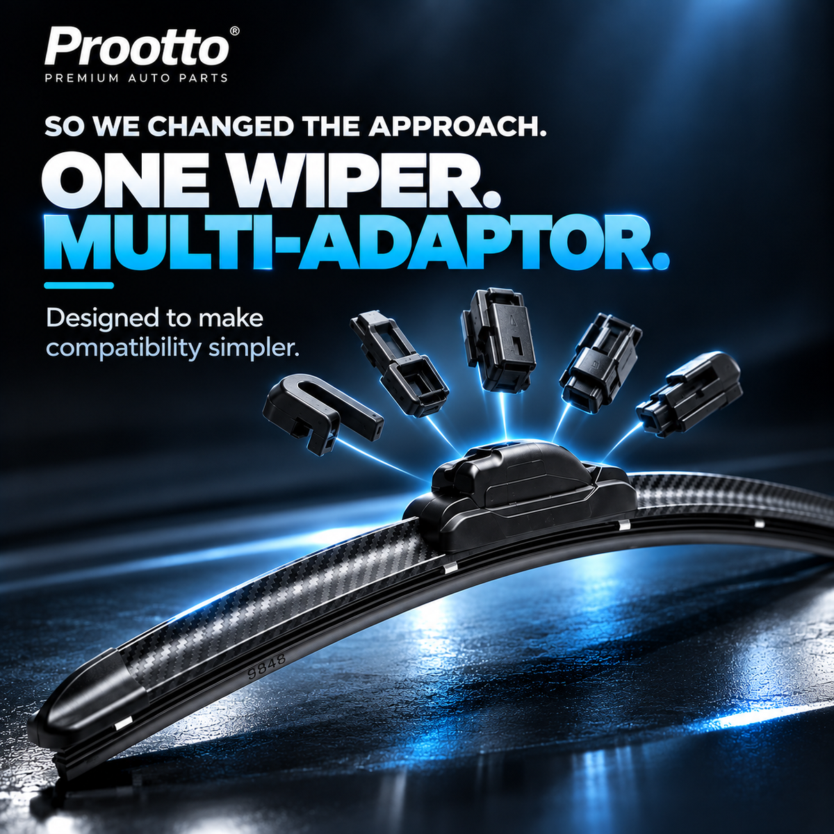 Prootto Carbon Aero – Premium Aerodynamic Wiper Blades with 14-Adaptor Fit (Set of 2)