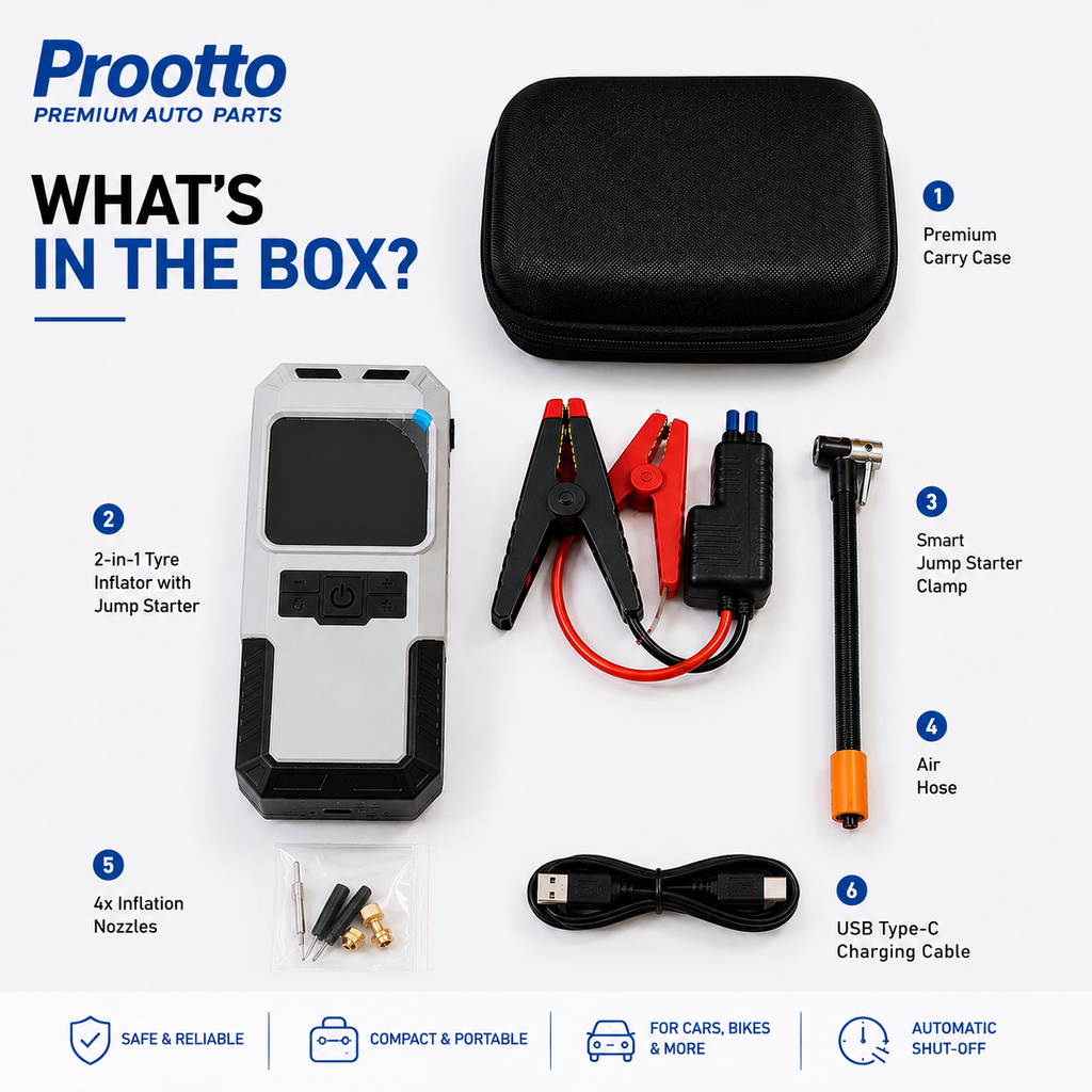 Prootto 2-in-1 Portable Tyre Inflator & Jump Starter
