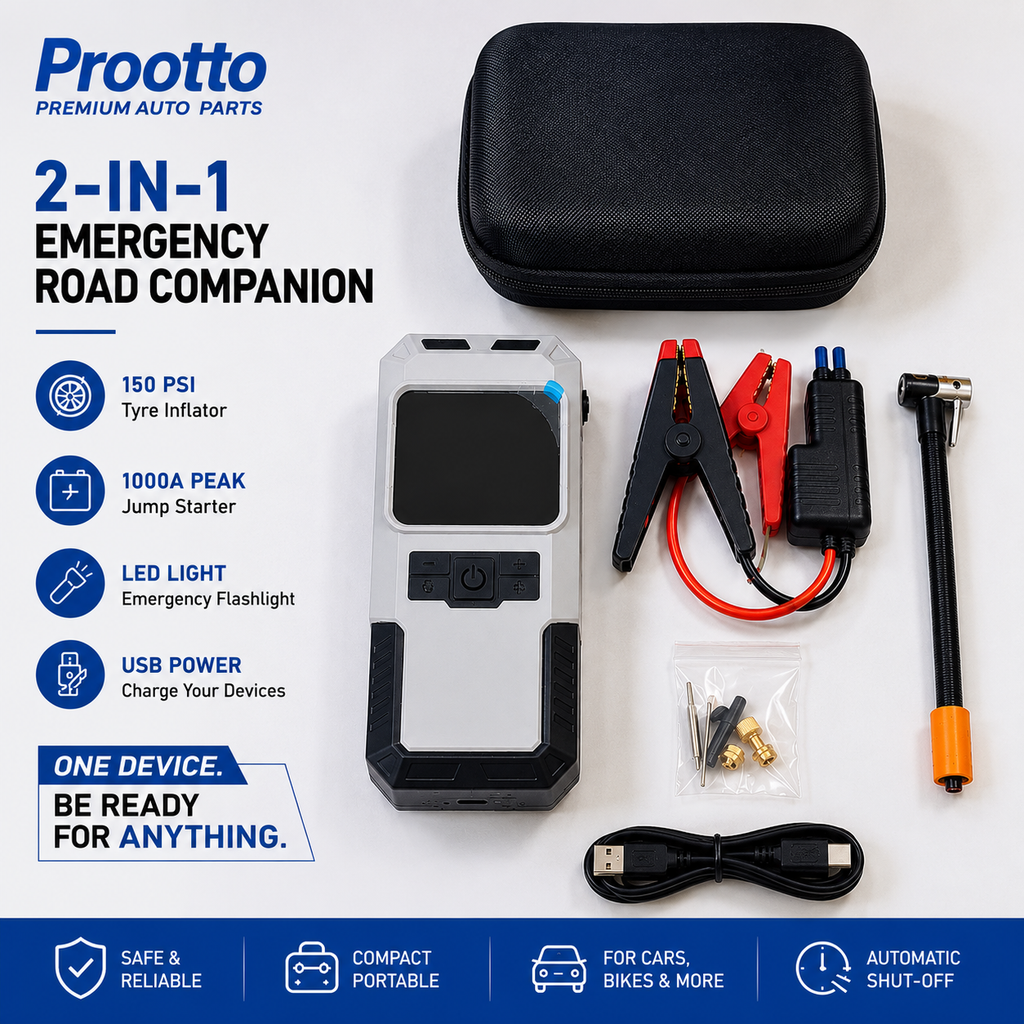 Prootto 2-in-1 Portable Tyre Inflator & Jump Starter
