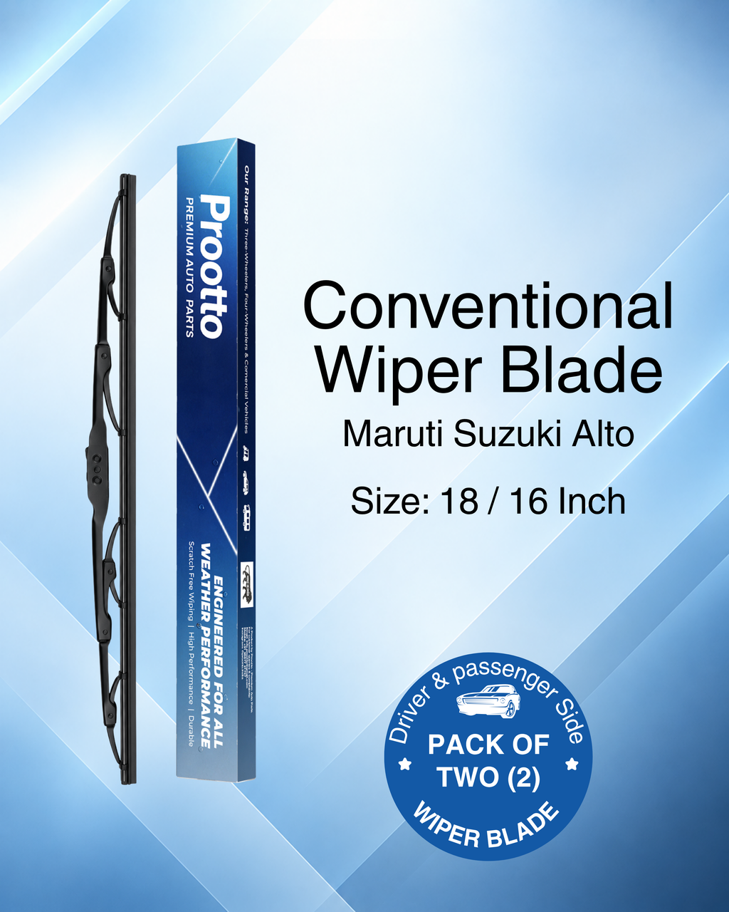 Maruti Suzuki Alto K10 Wiper Blades (2010–Present) – 18" + 16" Set of 2