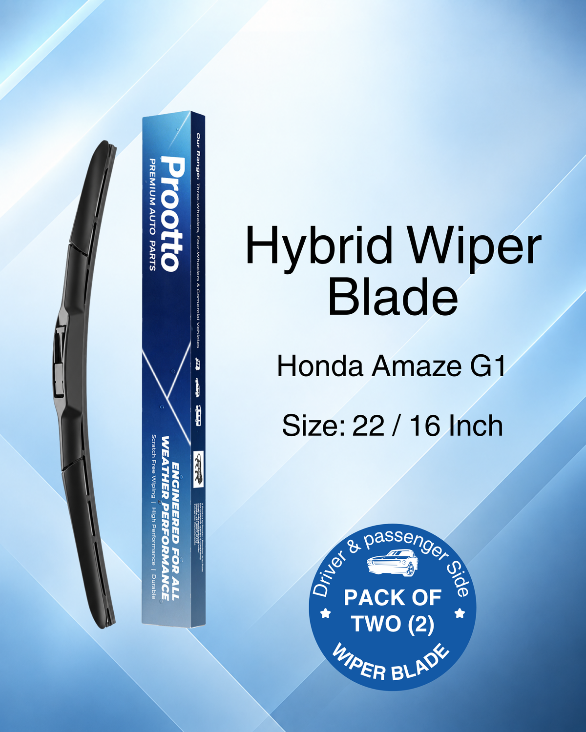 Honda Amaze Wiper Blades (2013–Present) – 22" + 16" Set of 2