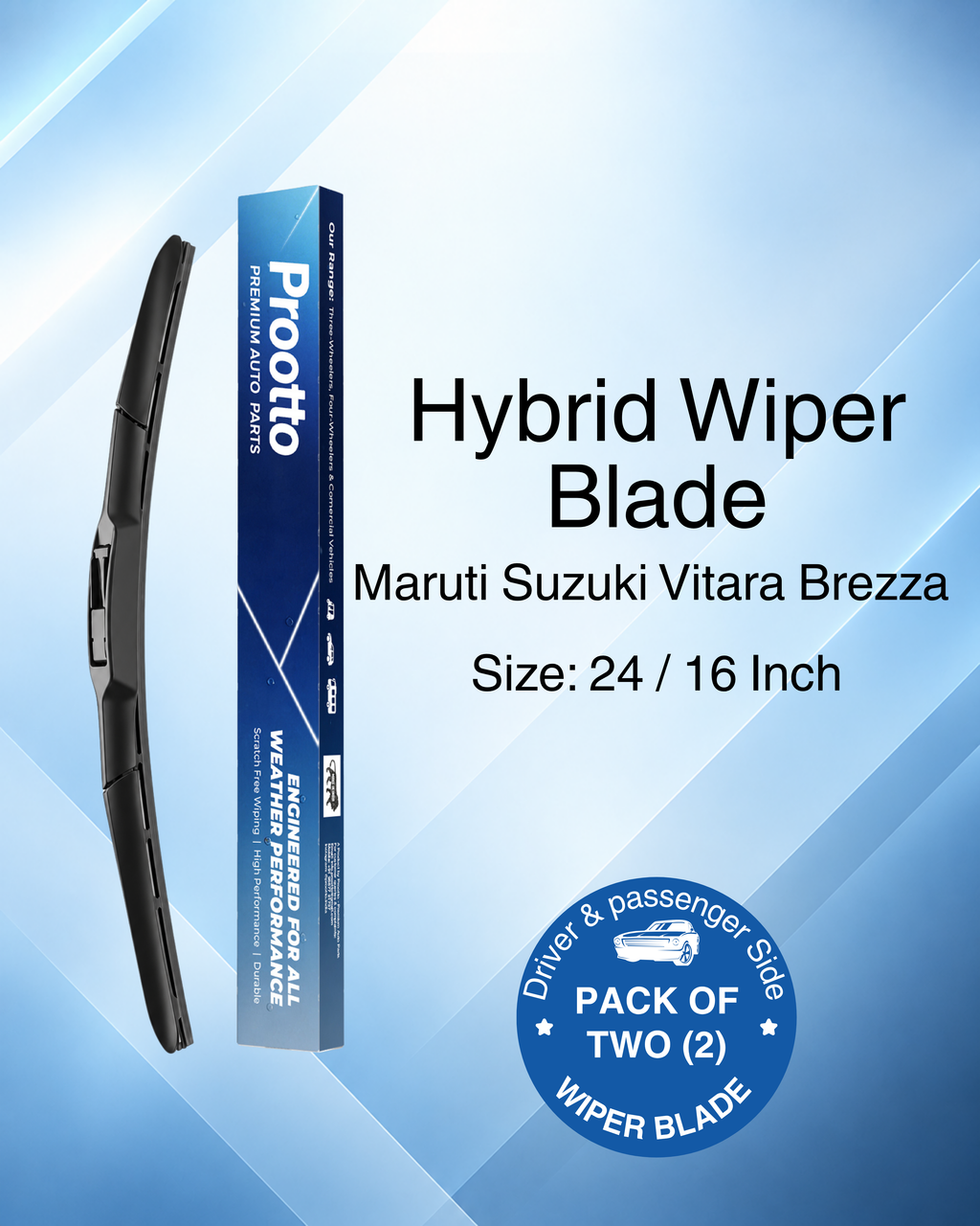 Maruti Suzuki Brezza Wiper Blades (2016–Present) – 24" + 16" Set of 2
