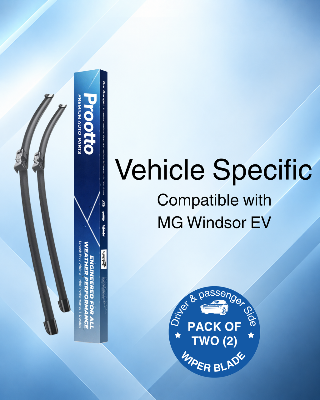 MG Windsor EV Wiper Blades (24"/17") – Vehicle-Specific Frameless Blades – Prootto Premium Range