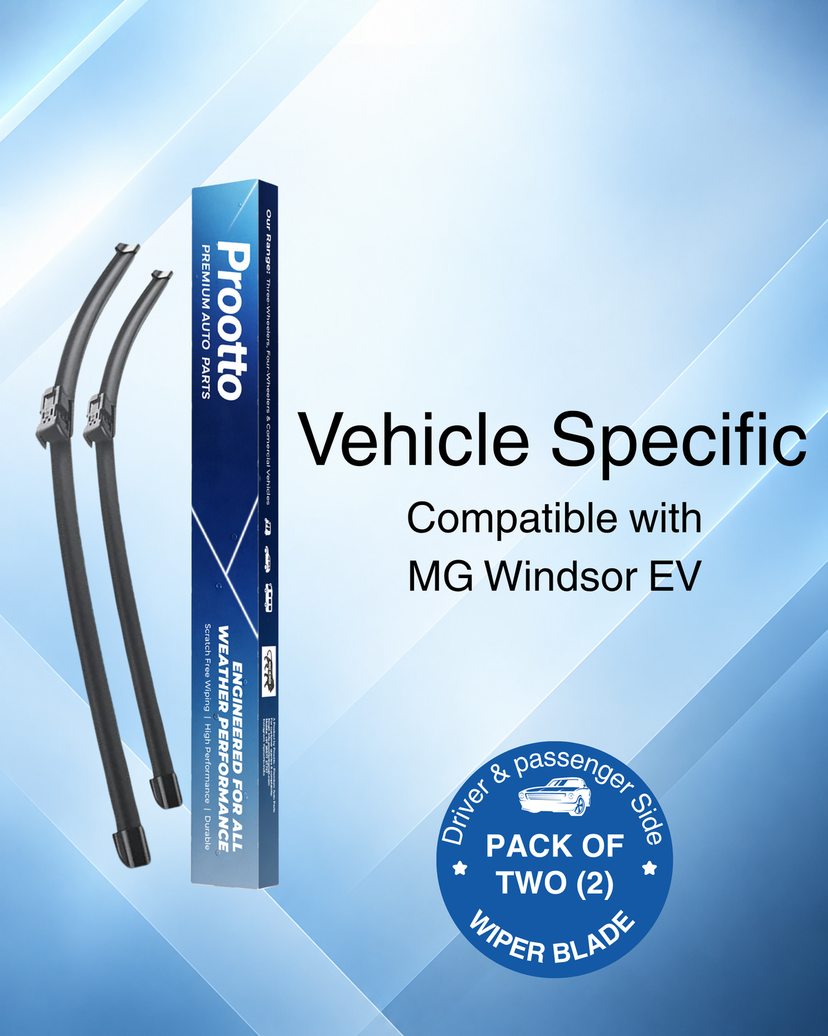 MG Windsor EV Wiper Blades (24"/17") – Vehicle-Specific Frameless Blades – Prootto Premium Range