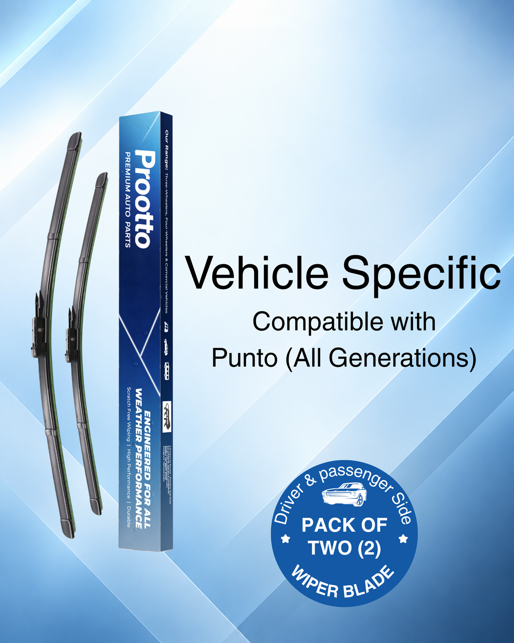 Fiat Punto Wiper Blades (26"/15") – All Models & Variants – Prootto Premium Range
