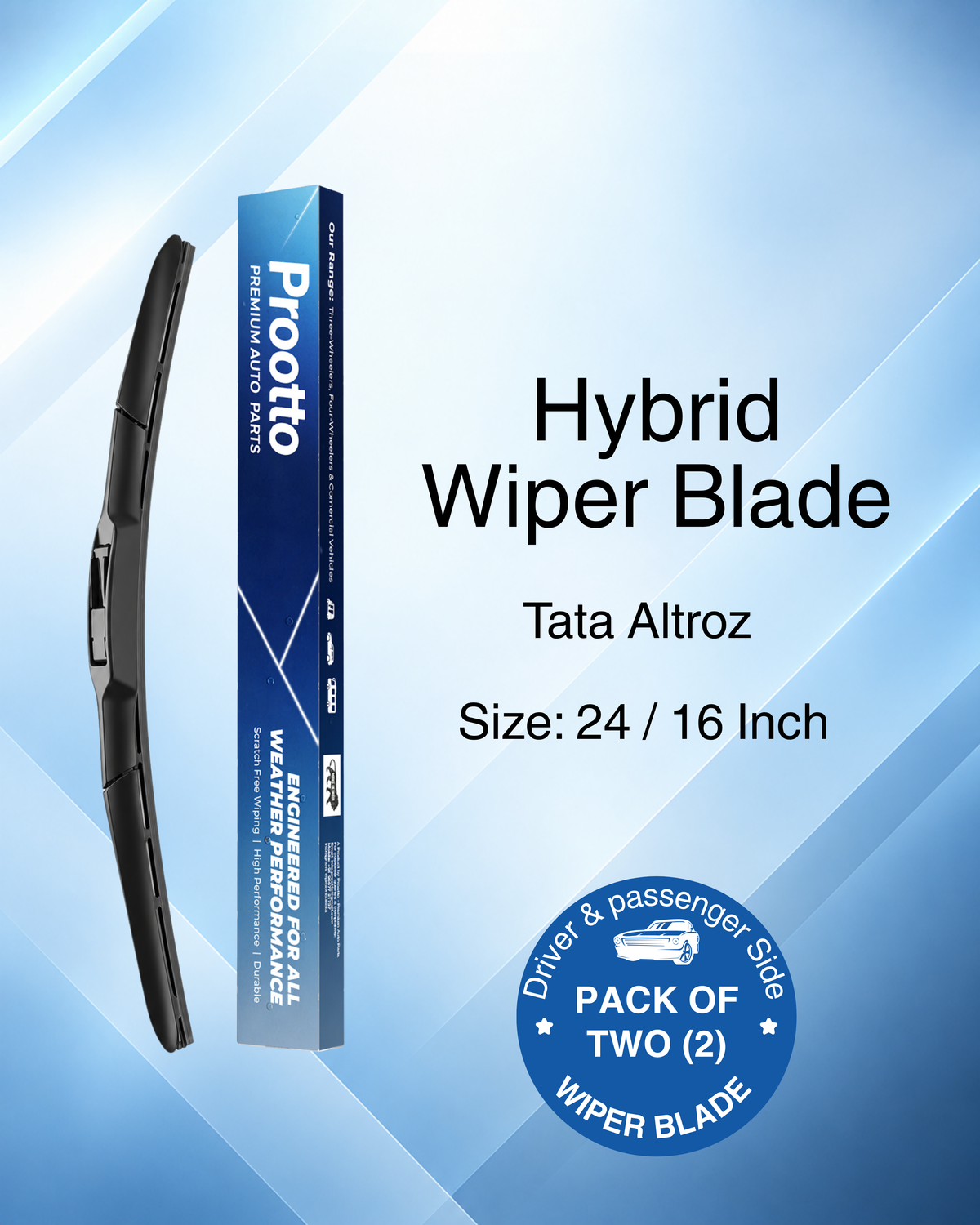 Tata Altroz Wiper Blades (2020–Present) – 24" + 16" Set of 2
