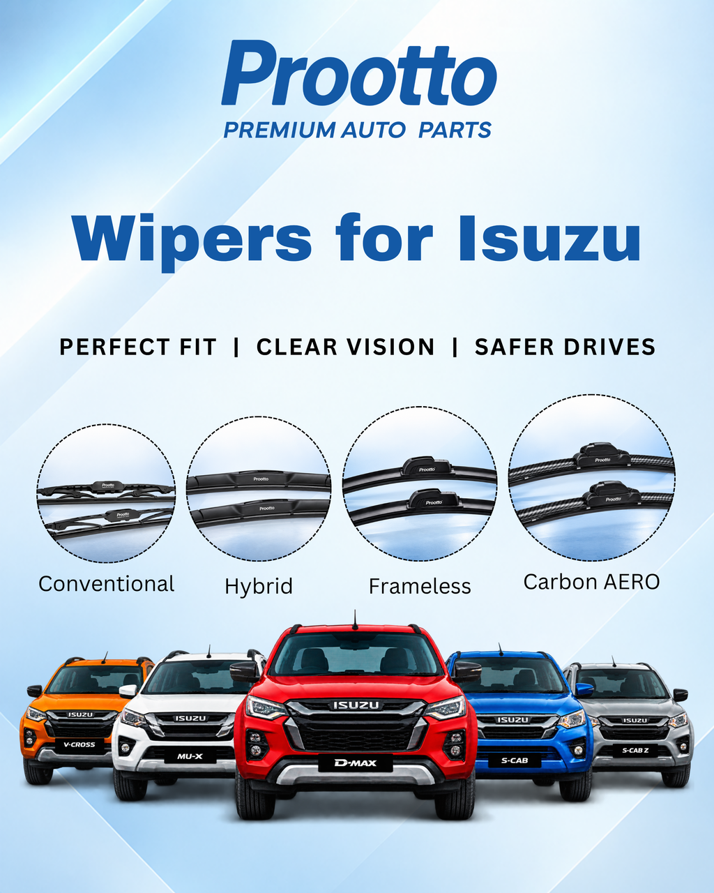 Isuzu D-Max Single Cab Wiper Blades (2014–Present) – 22" + 19" Set of 2