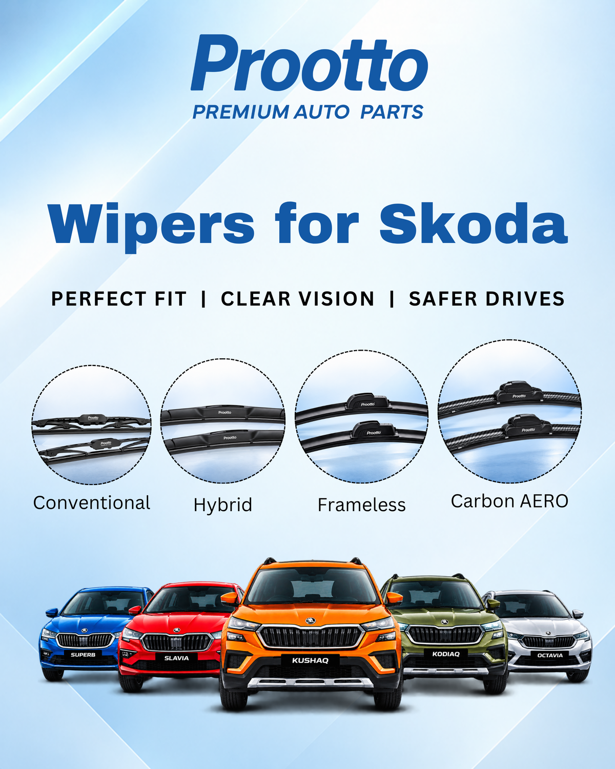 Skoda Kushaq Wiper Blades (2021–Present) – 24" + 18" Set of 2